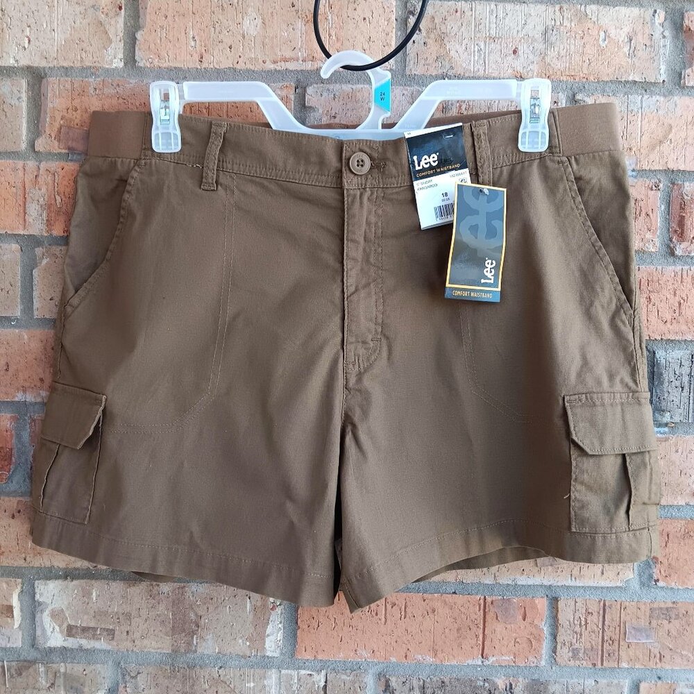 Lee Womens 5 Inch Comfort Waistband Shorts Size 18 Kangaroo Brown - Picture 3 of 8